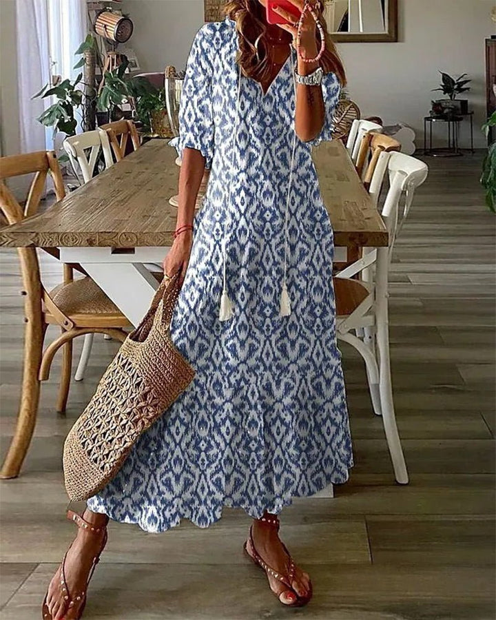 MARIETTA | Boho midi s vázacím dekoltem