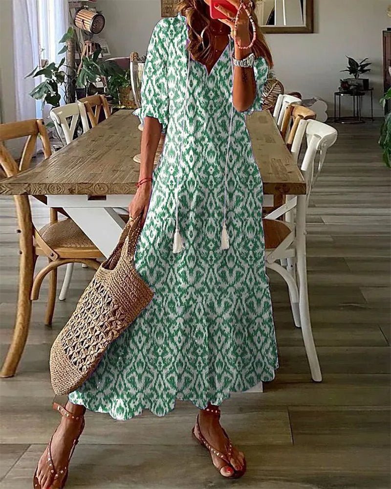 MARIETTA | Boho midi s vázacím dekoltem