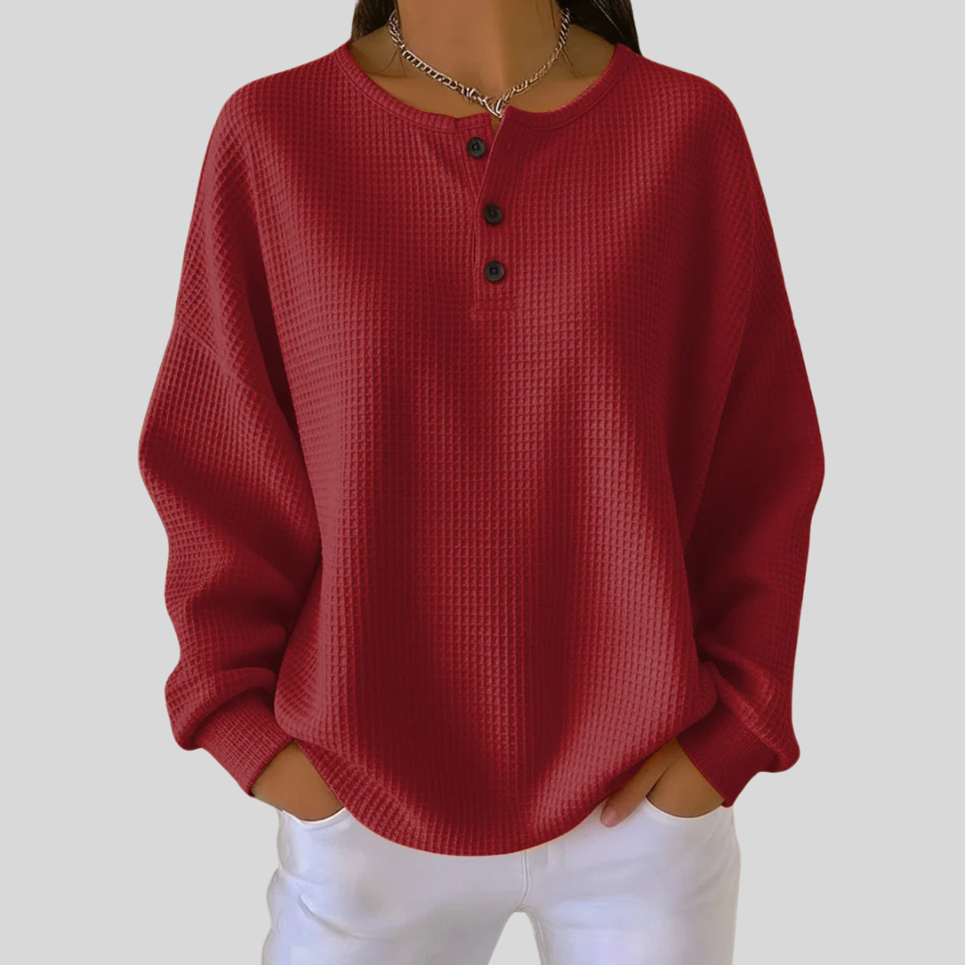 Nessa™ | Casual Henley Svetr