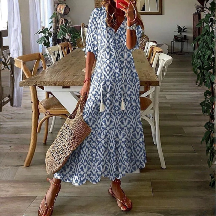 MARIETTA | Boho midi s vázacím dekoltem