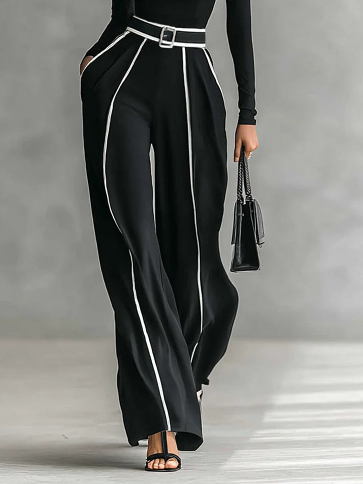 Emma | Elegantní set s vysokým límcem a volnými kalhotami