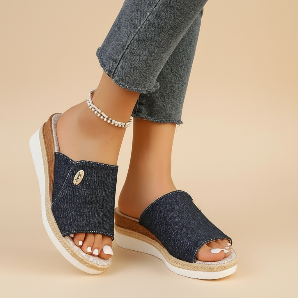 Tímea – lehké džínsové ergonomické sandály inspirované farmářským stylem