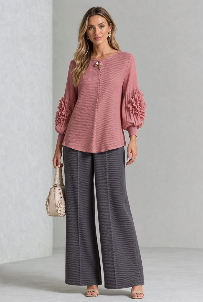 Katarzyna | Texturovaná blůza s výraznými rukávy
