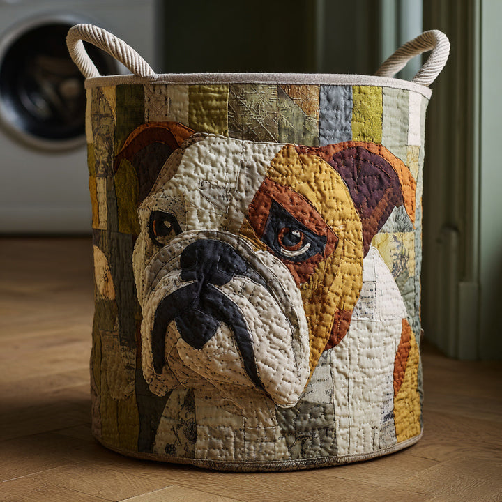 Prošívaný koš na prádlo – Bulldog rustikální styl