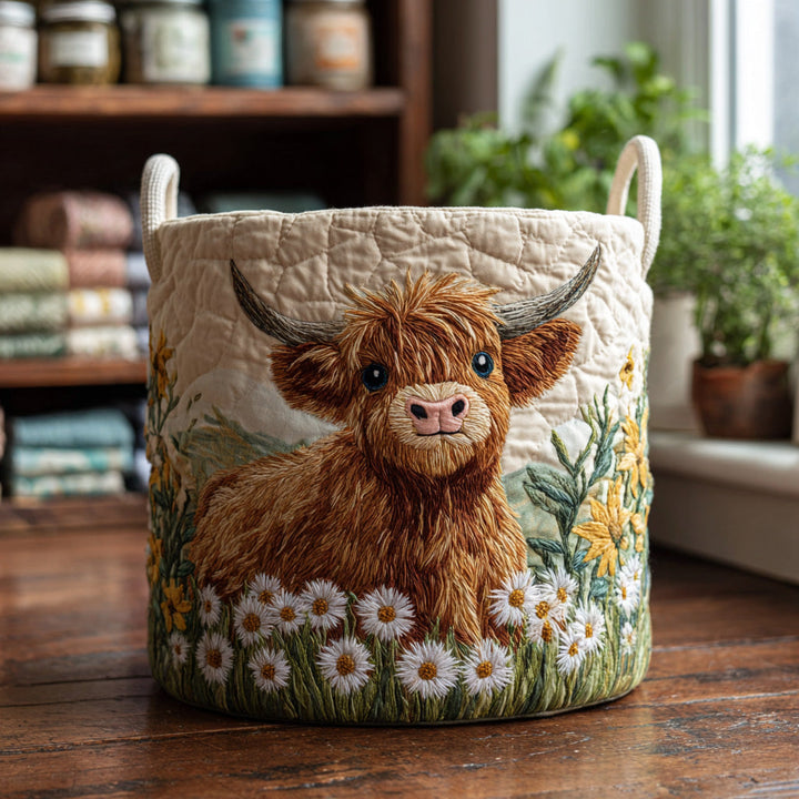 Prošívaný koš na prádlo – Highland kráva