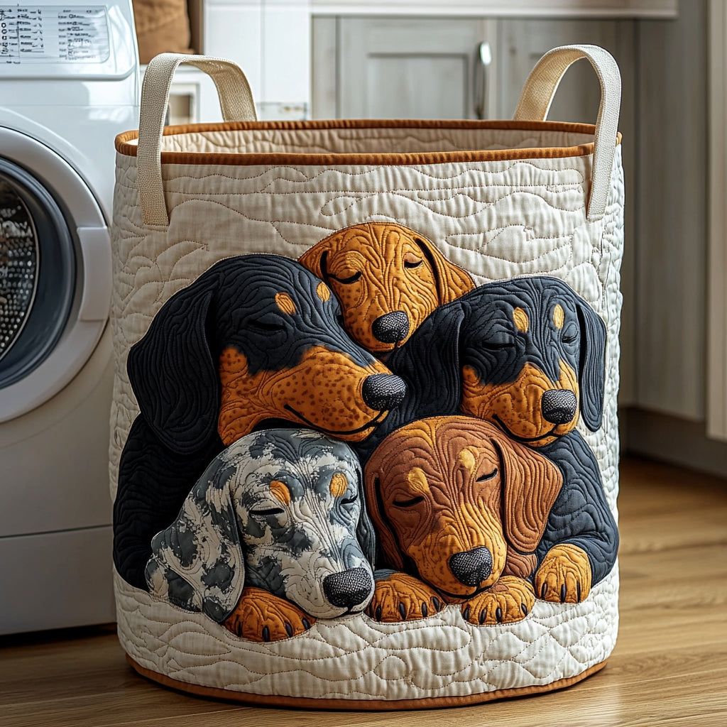 Prošívaný koš na prádlo – Dachshund