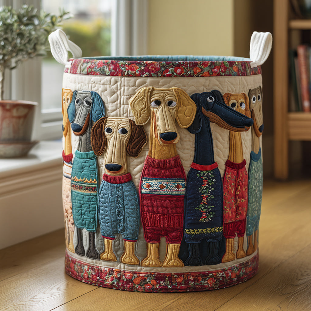 Prošívaný koš na prádlo – Dachshund