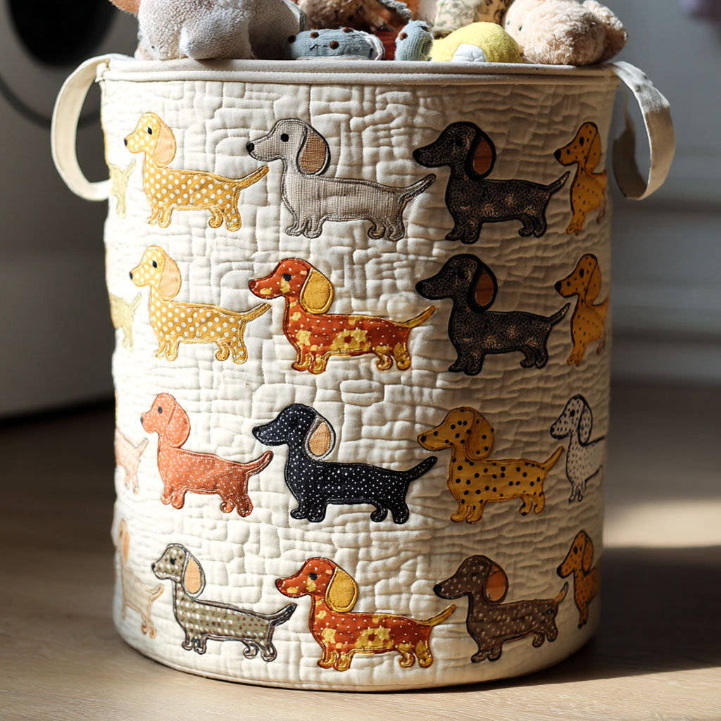 Prošívaný koš na prádlo – Dachshund