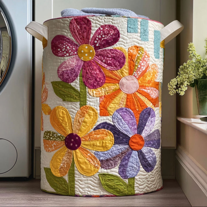 Prošívaný koš na prádlo – Květinový patchwork